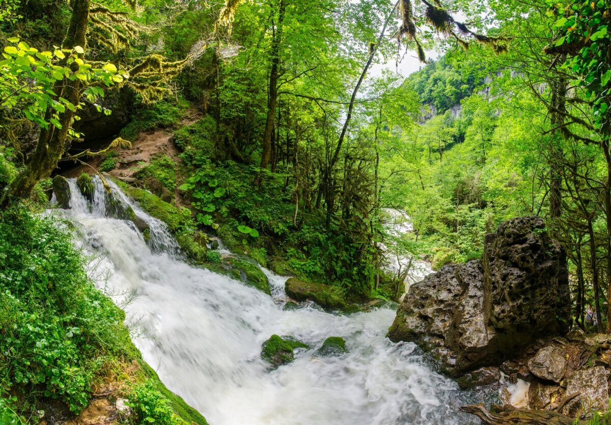 Водопад в лесу Курджипского ущелья у Мезмая